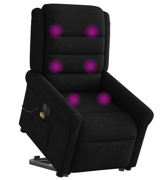 Elektrischer Massagesessel mit Aufstehhilfe Schwarz Stoff