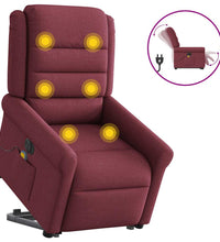 Elektrischer Massagesessel mit Aufstehhilfe Weinrot Stoff