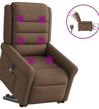 Elektrischer Massagesessel mit Aufstehhilfe Braun Stoff