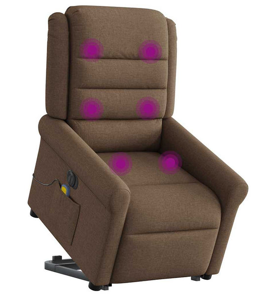 Elektrischer Massagesessel mit Aufstehhilfe Braun Stoff