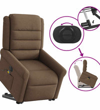 Elektrischer Massagesessel mit Aufstehhilfe Braun Stoff