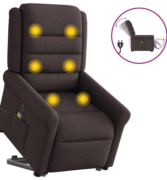 Elektrischer Massagesessel mit Aufstehhilfe Dunkelbraun Stoff