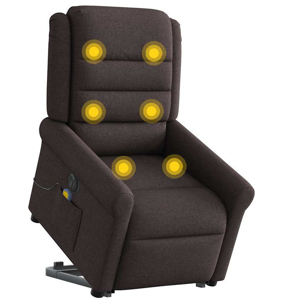 Elektrischer Massagesessel mit Aufstehhilfe Dunkelbraun Stoff