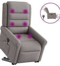 Elektrischer Massagesessel mit Aufstehhilfe Taupe Stoff
