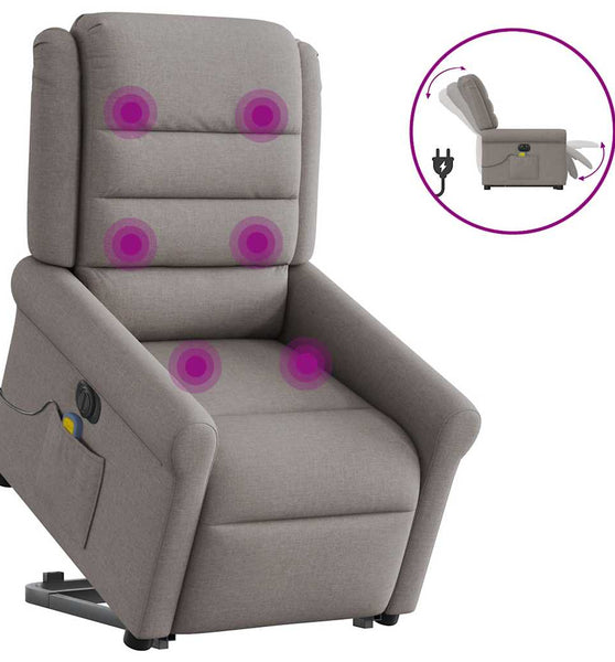 Elektrischer Massagesessel mit Aufstehhilfe Taupe Stoff