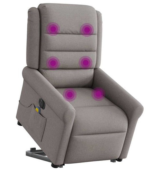 Elektrischer Massagesessel mit Aufstehhilfe Taupe Stoff