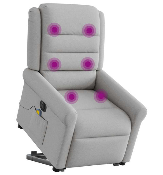 Massagesessel mit Aufstehhilfe Elektrisch Wolkengrau Stoff