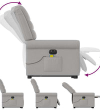 Massagesessel mit Aufstehhilfe Elektrisch Wolkengrau Stoff