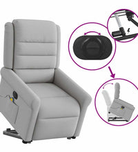 Massagesessel mit Aufstehhilfe Elektrisch Wolkengrau Stoff