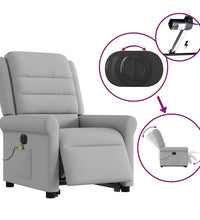 Massagesessel mit Aufstehhilfe Elektrisch Wolkengrau Stoff