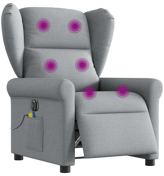 Massagesessel Elektrisch Hellgrau Stoff