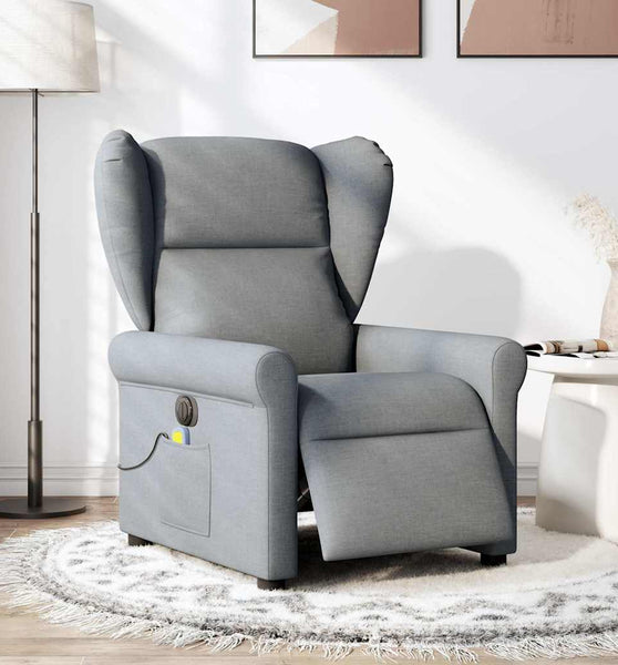 Massagesessel Elektrisch Hellgrau Stoff
