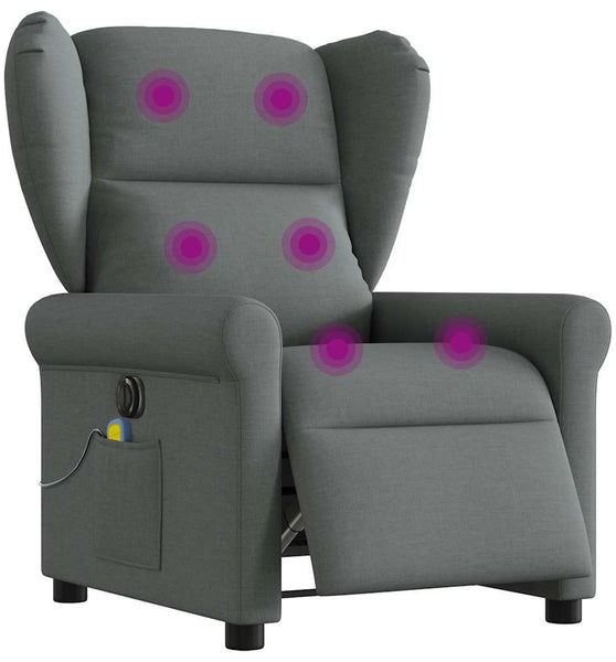 Massagesessel Elektrisch Dunkelgrau Stoff