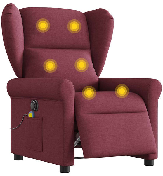 Massagesessel Elektrisch Weinrot Stoff