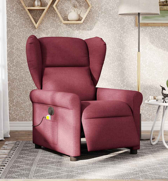 Massagesessel Elektrisch Weinrot Stoff