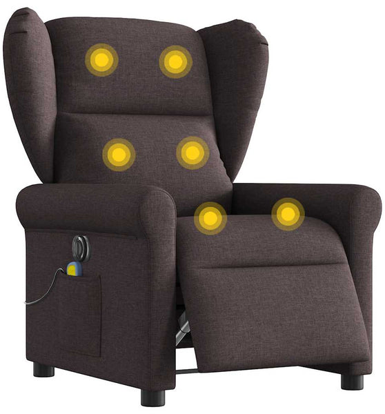 Massagesessel Elektrisch Dunkelbraun Stoff