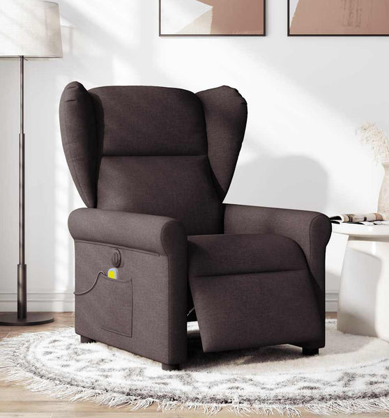 Massagesessel Elektrisch Dunkelbraun Stoff