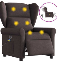 Massagesessel Elektrisch Dunkelbraun Stoff