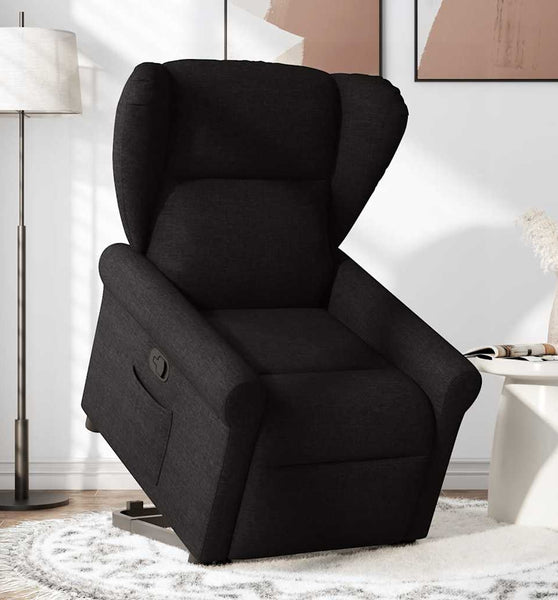 Relaxsessel mit Aufstehhilfe Schwarz Stoff