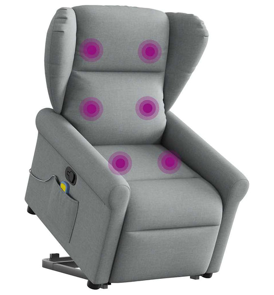 Massagesessel mit Aufstehhilfe Hellgrau Stoff