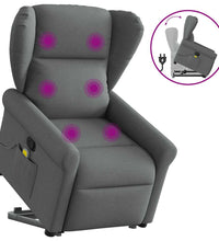 Massagesessel mit Aufstehhilfe Dunkelgrau Stoff