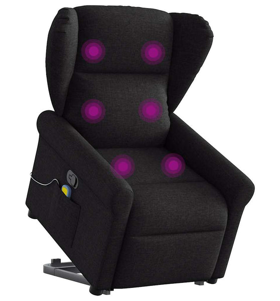 Massagesessel mit Aufstehhilfe Schwarz Stoff