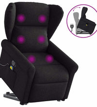Massagesessel mit Aufstehhilfe Schwarz Stoff