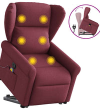 Massagesessel mit Aufstehhilfe Weinrot Stoff