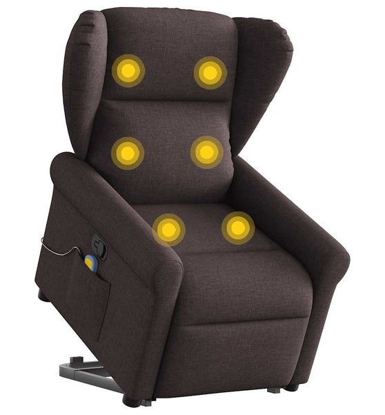 Massagesessel mit Aufstehhilfe Dunkelbraun Stoff