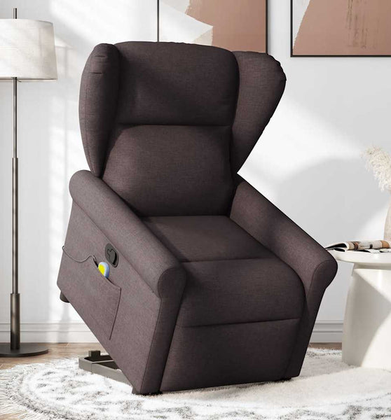 Massagesessel mit Aufstehhilfe Dunkelbraun Stoff