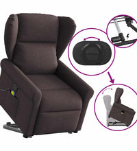Massagesessel mit Aufstehhilfe Dunkelbraun Stoff