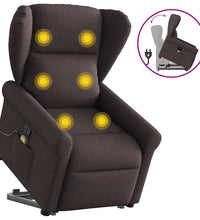 Massagesessel mit Aufstehhilfe Dunkelbraun Stoff