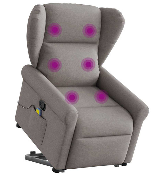 Massagesessel mit Aufstehhilfe Taupe Stoff
