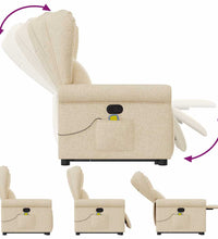 Massagesessel mit Aufstehhilfe Creme Stoff