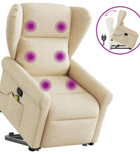 Massagesessel mit Aufstehhilfe Creme Stoff