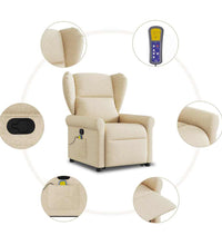 Massagesessel mit Aufstehhilfe Creme Stoff