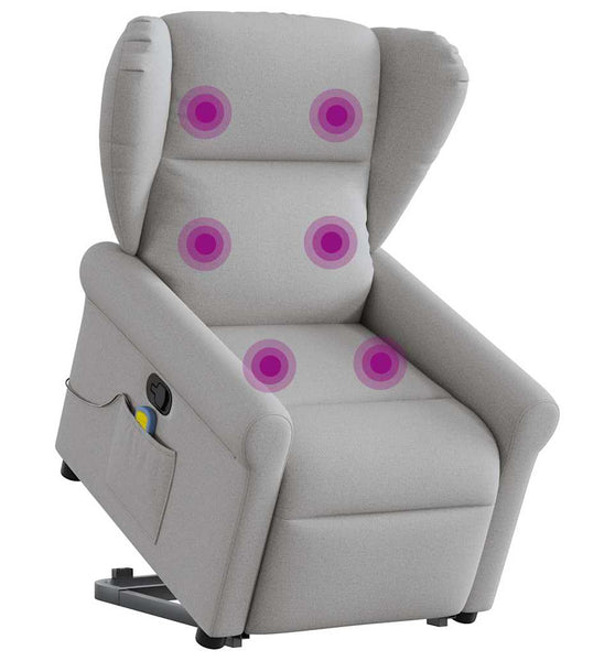Massagesessel mit Aufstehhilfe Wolkengrau Stoff