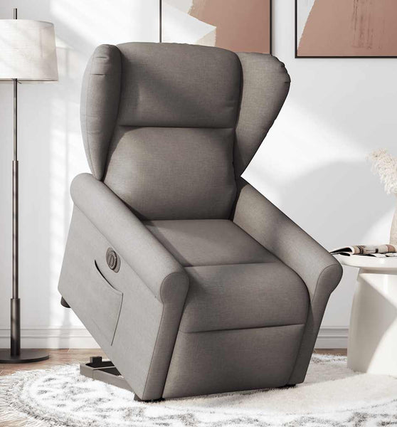 Relaxsessel mit Aufstehhilfe Elektrisch Taupe Stoff