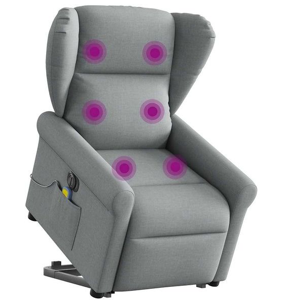 Elektrischer Massagesessel mit Aufstehhilfe Hellgrau Stoff