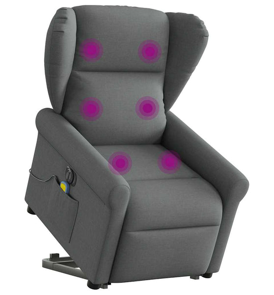 Elektrischer Massagesessel mit Aufstehhilfe Dunkelgrau Stoff