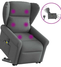 Elektrischer Massagesessel mit Aufstehhilfe Dunkelgrau Stoff