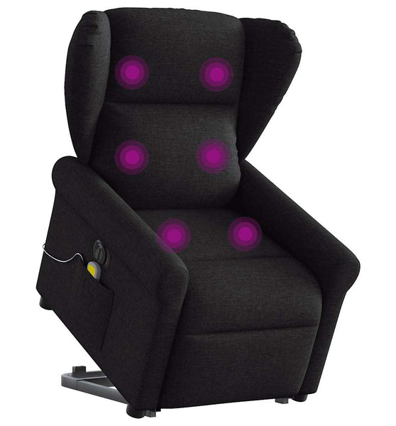 Elektrischer Massagesessel mit Aufstehhilfe Schwarz Stoff