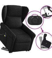 Elektrischer Massagesessel mit Aufstehhilfe Schwarz Stoff