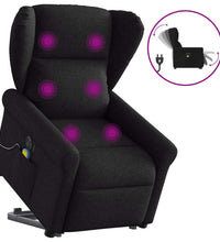 Elektrischer Massagesessel mit Aufstehhilfe Schwarz Stoff