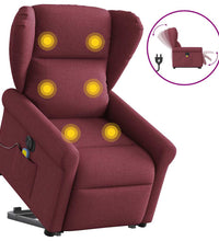 Elektrischer Massagesessel mit Aufstehhilfe Weinrot Stoff