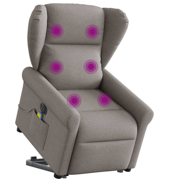 Elektrischer Massagesessel mit Aufstehhilfe Taupe Stoff