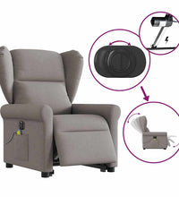 Elektrischer Massagesessel mit Aufstehhilfe Taupe Stoff