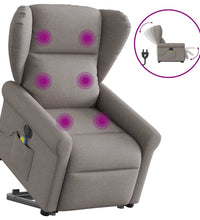 Elektrischer Massagesessel mit Aufstehhilfe Taupe Stoff