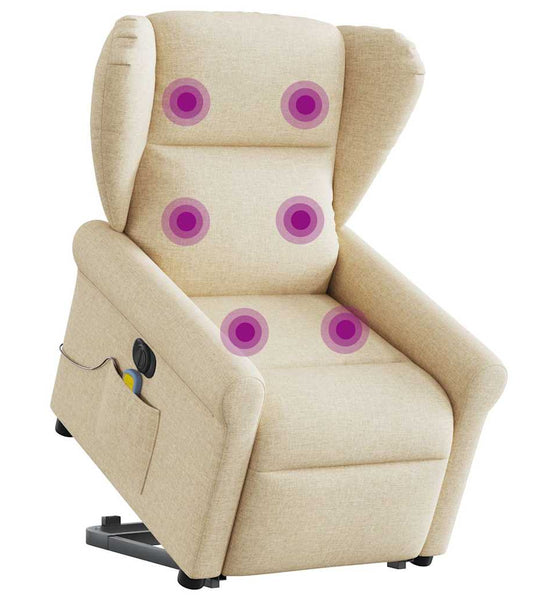 Elektrischer Massagesessel mit Aufstehhilfe Creme Stoff