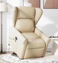 Elektrischer Massagesessel mit Aufstehhilfe Creme Stoff